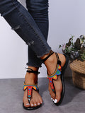 Colorblock Tie Leg Thong Sandals