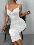 Solid Ruched Bodycon Cami Dress