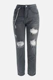 Distressed Chain Clip Jeans