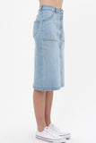 Denim Mid Thigh Length Skirt With Button Down Front