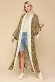 Mix-printed Open Front Kimono With Side Slits - LockaMe Designs