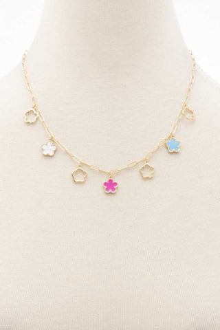 Flower Charm Station Necklace