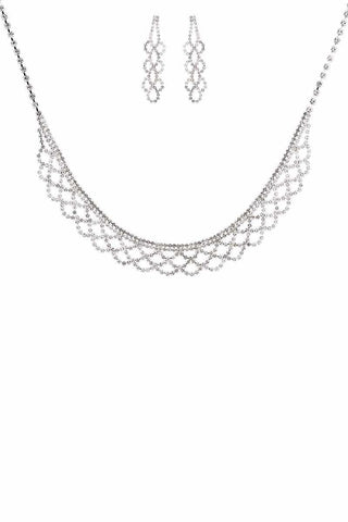 Statement Crystal Rhinestone Necklace Earring Set