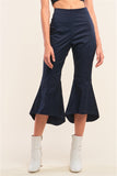 Navy Solid High Waisted Retro Bell Bottom Flare Pants
