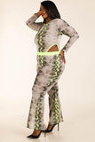 Snake Printed Mesh Bodysuit & Leggings Set