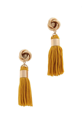 Knot Tassel Post Drop Earring - LockaMe Designs