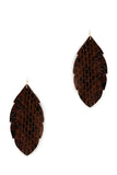 Trendy Genuine Leather Animal Skin Textured Leaf Drop Earring - LockaMe Designs