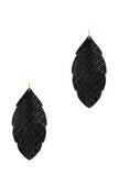 Trendy Genuine Leather Animal Skin Textured Leaf Drop Earring - LockaMe Designs