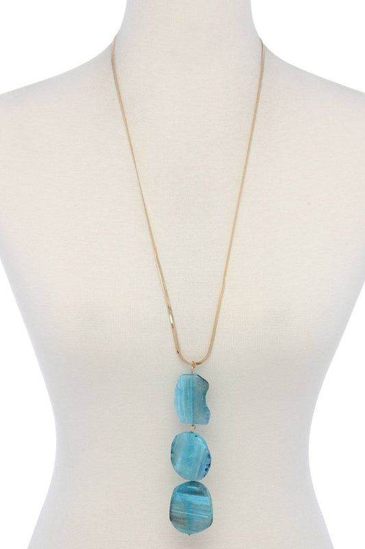 Natural Stone Flat Snake Chain Necklace - LockaMe Designs