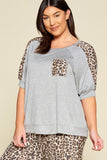 Plus Size Cute Animal Print Pocket French Terry Casual Top - LockaMe Designs