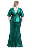 Metallic Ribbed Deep V-neckline Dress - LockaMe Designs
