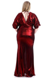 Metallic Ribbed Deep V-neckline Dress - LockaMe Designs