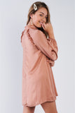 Satin Long Sleeve Side-tie Mini Dress - LockaMe Designs