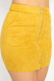 Faux Suede Front Zip Skirt - LockaMe Designs