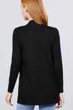 Long Sleeve Rib Banded Open Sweater Cardigan W/pockets - LockaMe Designs