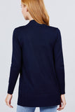Long Sleeve Rib Banded Open Sweater Cardigan W/pockets - LockaMe Designs