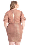 Ribbed Shimmer Shirring Mini Dress