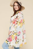 Plus Size Floral Printed Oversize Flowy And Airy Kimono With Dramatic Bell Sleeves - LockaMe Designs