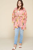 Plus Size Floral Printed Oversize Flowy And Airy Kimono With Dramatic Bell Sleeves - LockaMe Designs