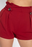 Button Tab High Rise Paperbag Shorts