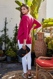 V Neck 3/4 Sleeve Side Slit Hi-lo Sweater - LockaMe Designs