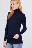 Long Sleeve With Metal Button Detail Turtle Neck Viscose Sweater - LockaMe Designs