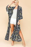 Mix-printed Open Front Kimono With Side Slits - LockaMe Designs