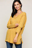 Two-tone Rib Tunic Top With Side Slits - LockaMe Designs