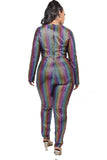 Plus Sequin Striped Surplice Jumpsuit - LockaMe Designs