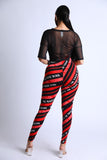 Diagonal Striped Jumpsuit With Mesh Set - LockaMe Designs