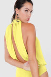 Drape Back Halter Neck Sleeveless Sheer Bodysuit - LockaMe Designs