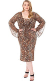 Leopard Print Cardigan & Dress Plus Size Set - LockaMe Designs