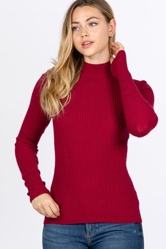 Mock Neck Viscose Sweater