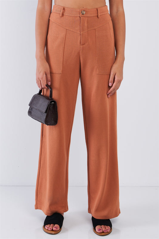 High Waisted Stretchy Casual Pant Relaxed Fit