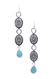 Western Double Concho Turquoise Stone Drop Earring