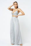 Cut Out With Key Hole Spaghetti Strap Top With Wide Pants Set