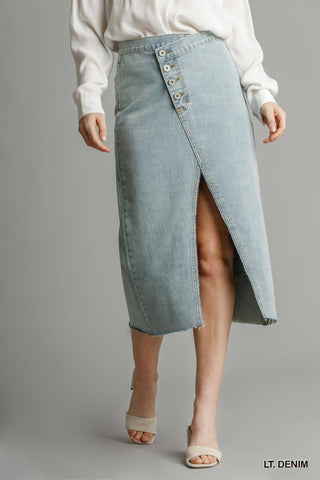 Asymmetrical Long Denim Skirt
