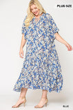 Floral Frill Detail Flowy Maxi Dress With Neck Tie