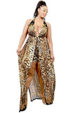 Plus Wild Animal Print Halter Neck Mexi Dress