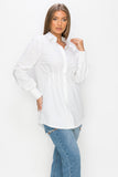 White Pleated Solid Top