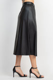 Faux Leather Belted A-line Skirt