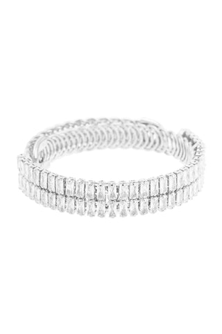 Crystal Square Double Row Cuff Bracelet
