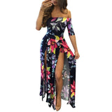 Playsuit Off Shoulder Floral Party Short Sleeve Bodycon